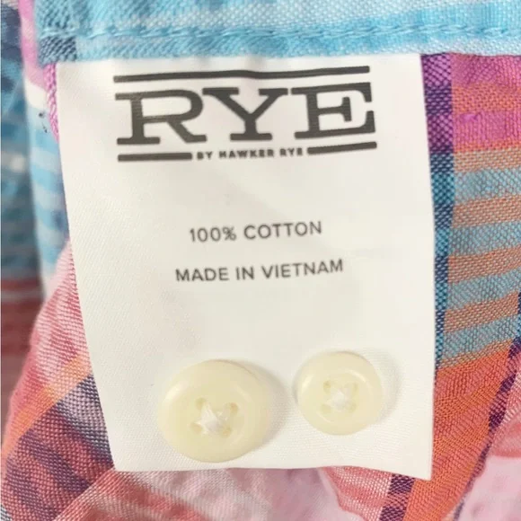 Rye by Hawker Rye Seersucker Plaid Button Front Short Sleeve size XL - Picture 10 of 11